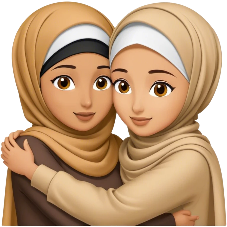 2 tanned hijabi best friends hugging each other  emoji