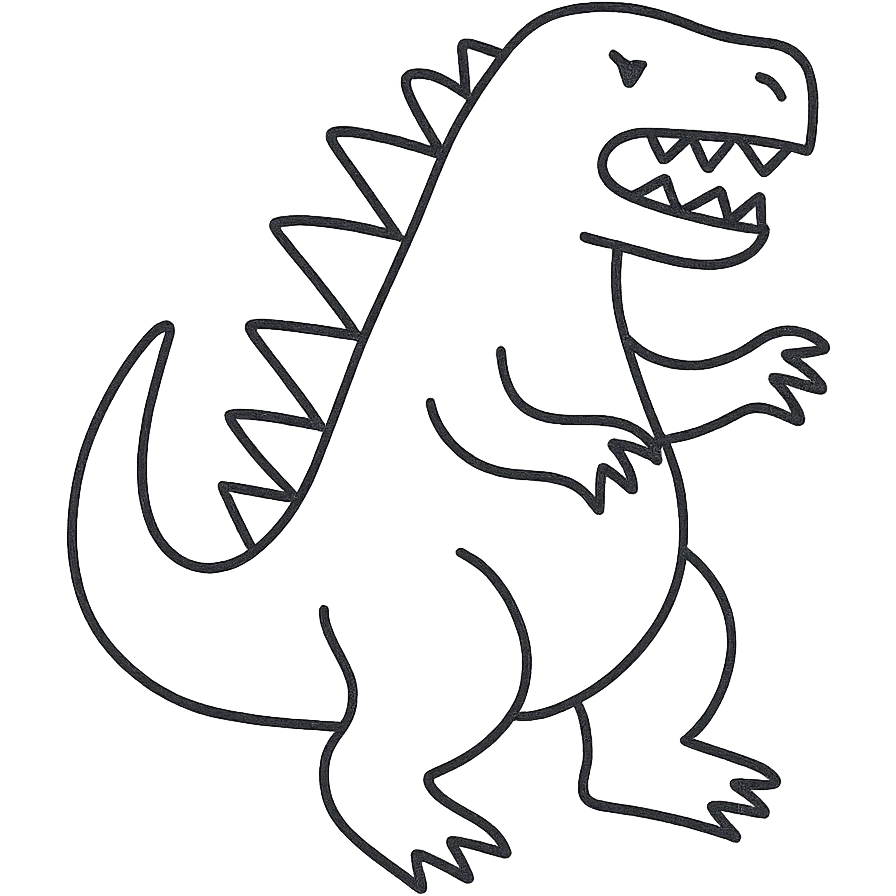 Godzilla hand drawn outlined icon sketchy lines no fill emoji