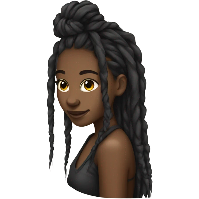 Black girl with long dreadlocks and a nose ring emoji