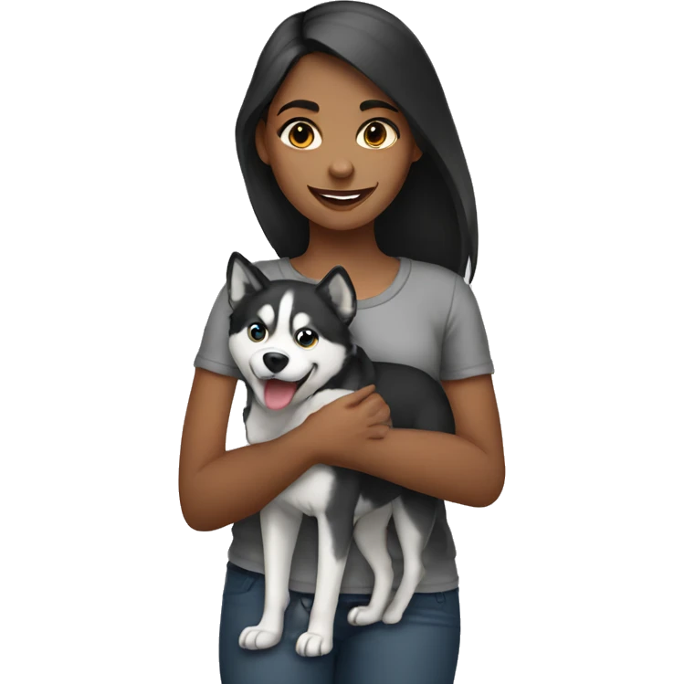 Girl holding a husky emoji