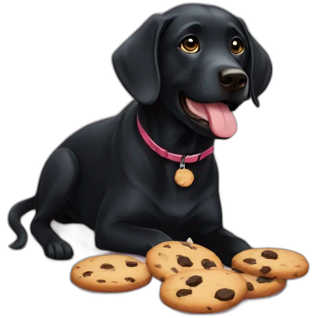 Black labrador that eat cookies and says food emoji