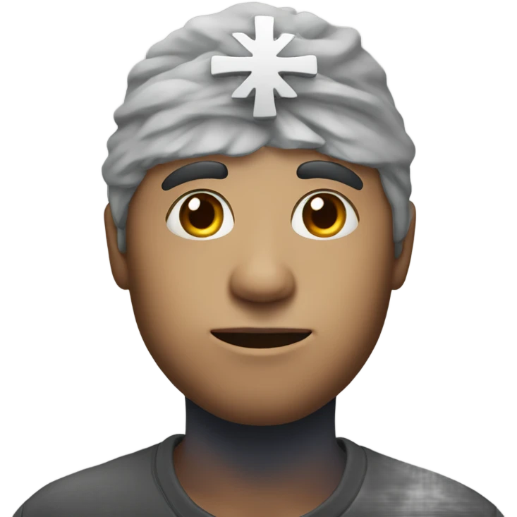 person with a cross made of wash on his forehead emoji