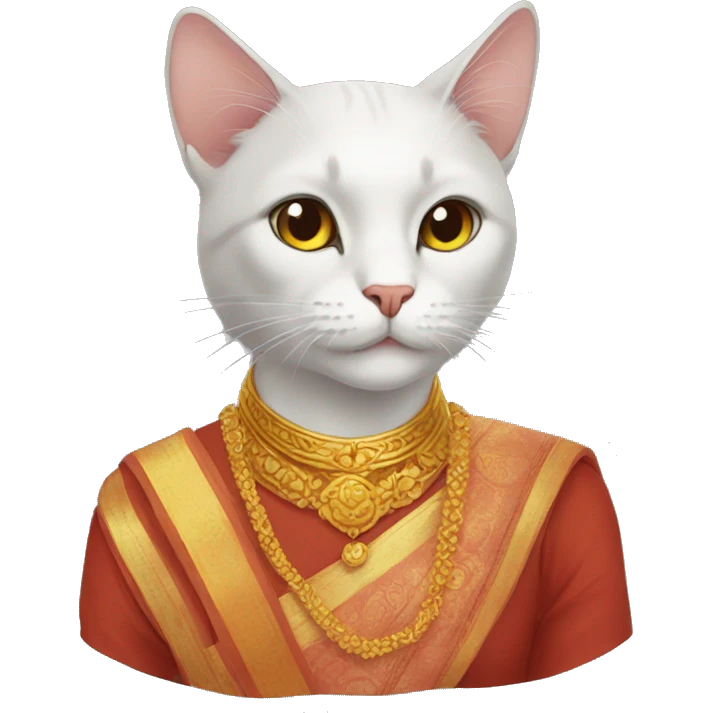 A cat wearing a saari  emoji