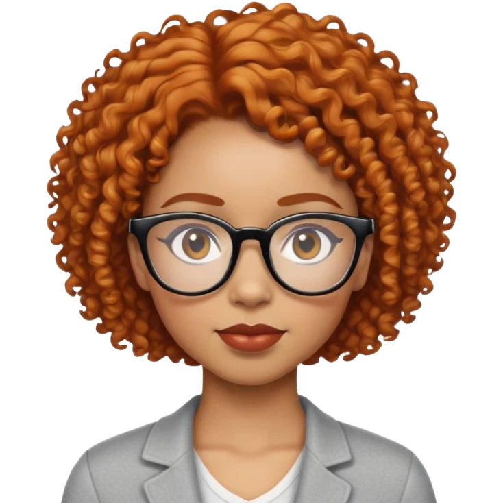 light skin black woman with short ginger curly hair and glasses emoji