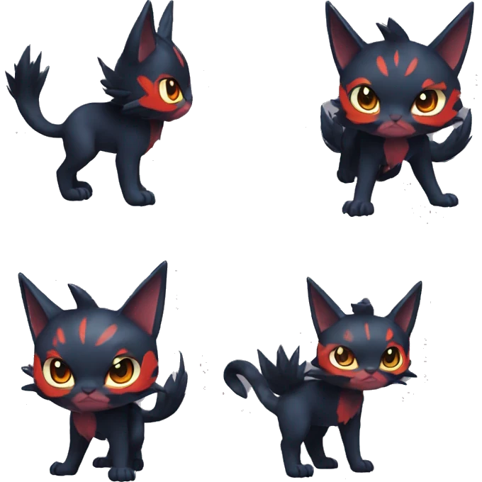  Kawaii Edgy Cool Beautiful Nargacuga-Litten full body emoji