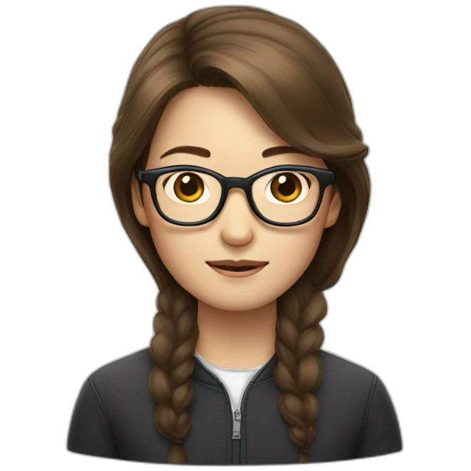 Tim cook with a brown hair Korean girl with eyeglasses emoji
