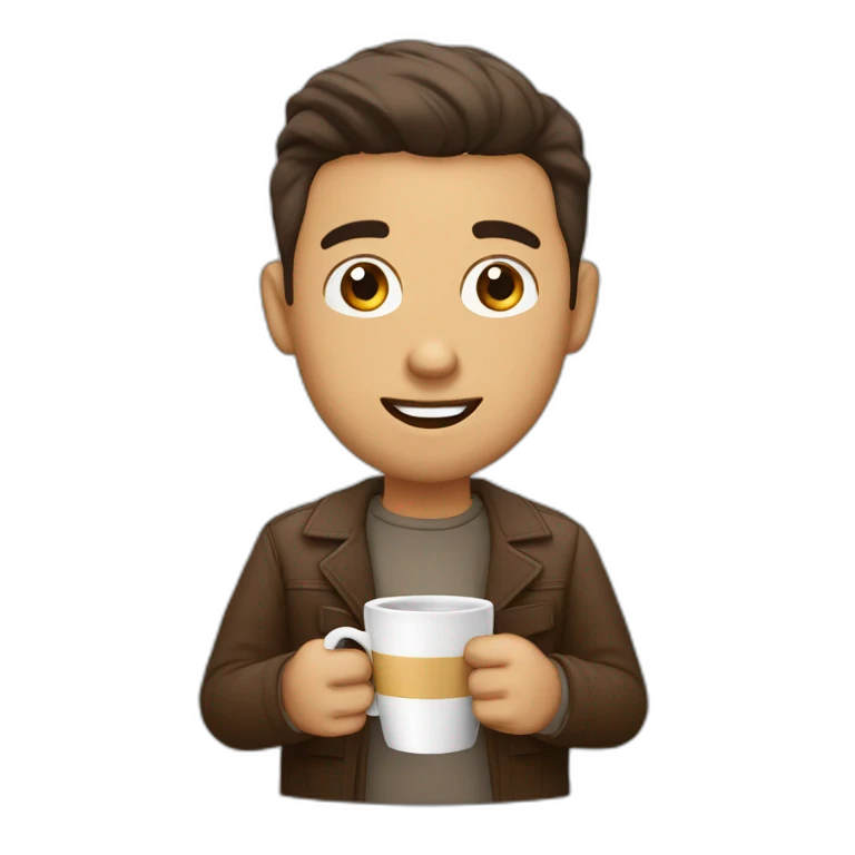 Homem branco careca tomando café emoji