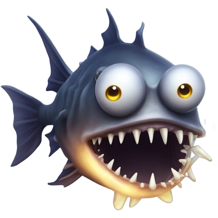 Anglerfish with glowing lure, sharp teeth, and big eyes. emoji