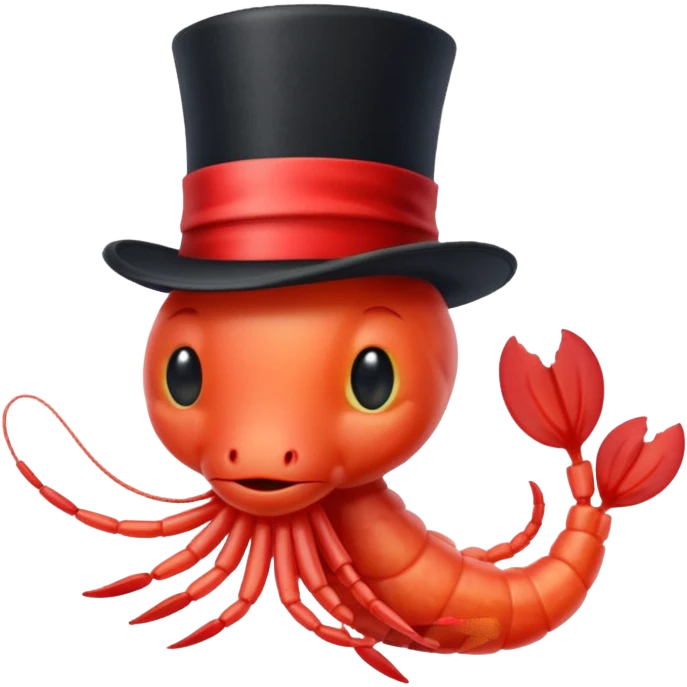 Shrimp with a top hat emoji