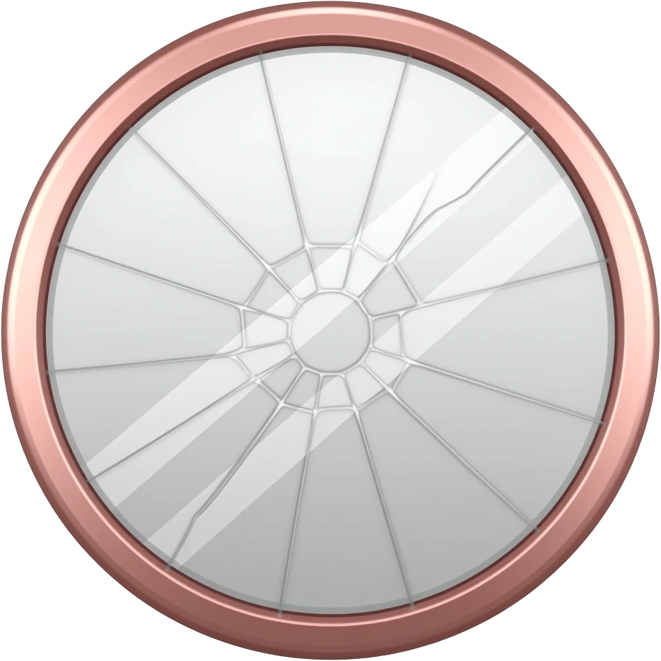 Cracked mirror with rose gold trim emoji