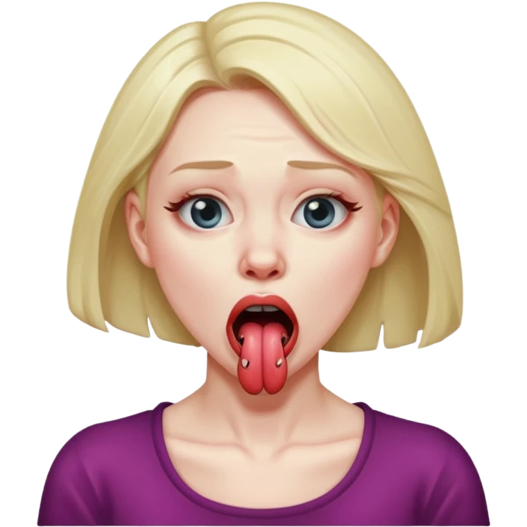 Woman choking herself with a dramatic face and tongue out emoji