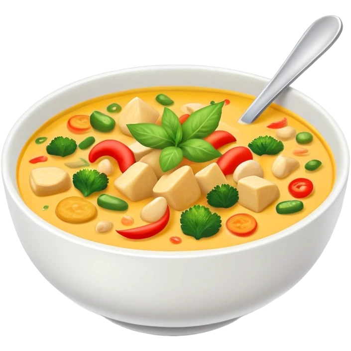 a bowl of thai yellow curry, ultra realistic emoji