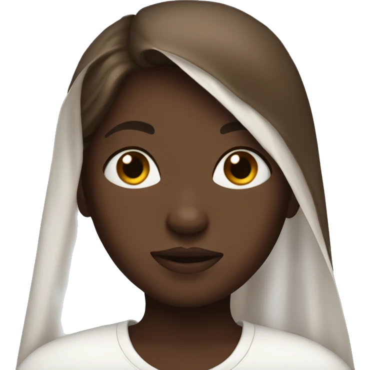 Girl with brown hair and dark skin, covered with a sheet emoji