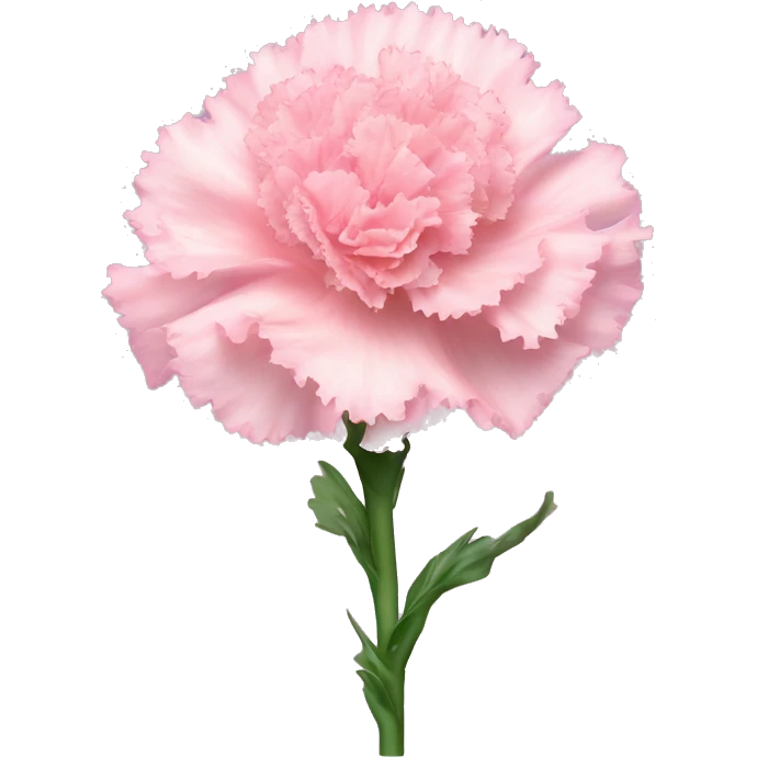 Carnation "A pastel pink carnation with frilled, glowing edges, surrounded by tiny glittering particles and a soft, dreamy aura." emoji