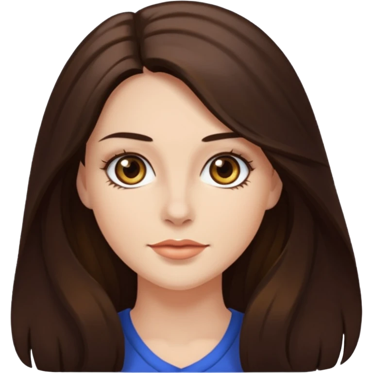 Renee Sands with long dark brown hair, hazel eyes emoji