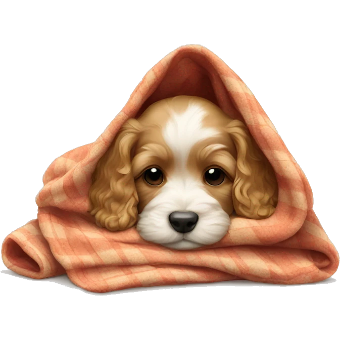  cavapoo puppy sleeping with a blanket emoji