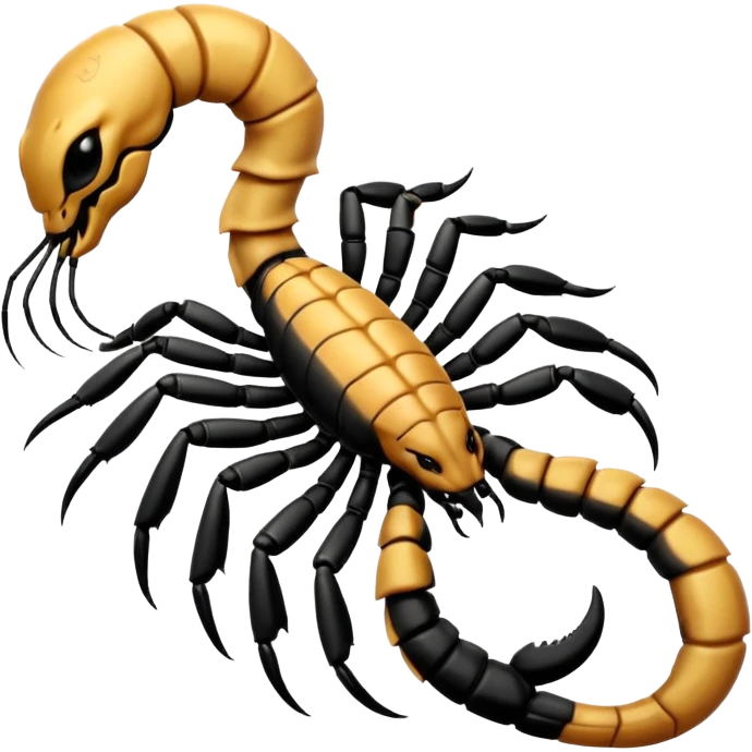 A 3D cartoon scorpion tattoo on a forearm, black ink, detailed stinger and claws, soft lighting, Memoji-style realism. emoji