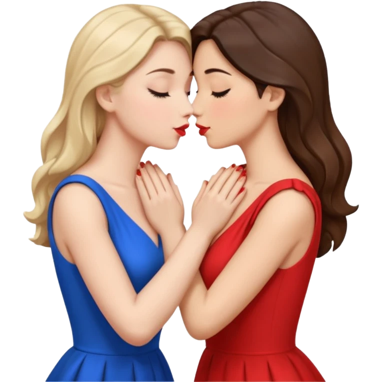two wome nkissing hands wrapped around each other emoji