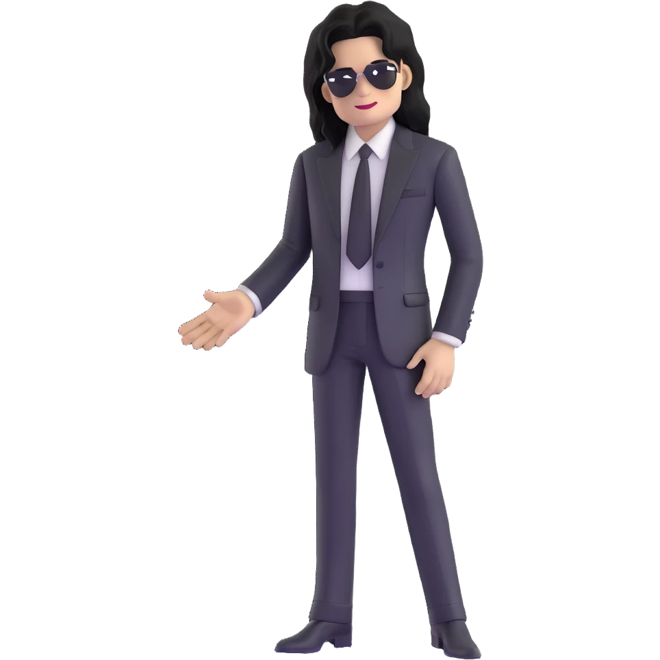 Michael Jackson with long hair in black suit emoji