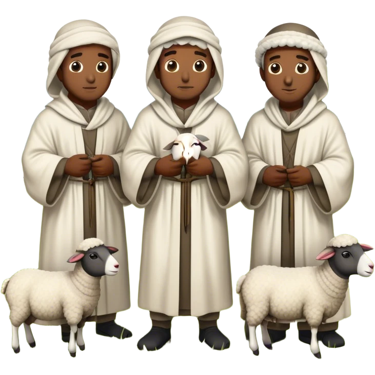 Four Black man Shepherds with a flock of sheep emoji