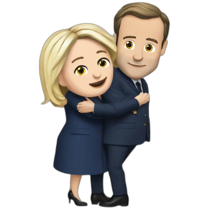 Macron et marine le pen qui s'embrassent emoji