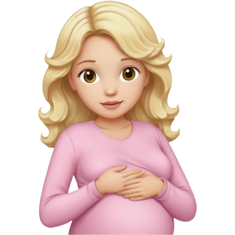 Blonde long wavy hair lady pregnant with light pink clothes emoji