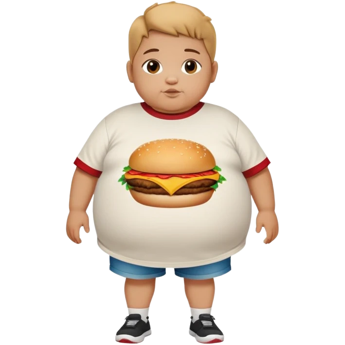 un niño muy gordo que se le sale la barriga por debajo de una camiseta de marruecos y que tenga una hamburguesa en la mano emoji