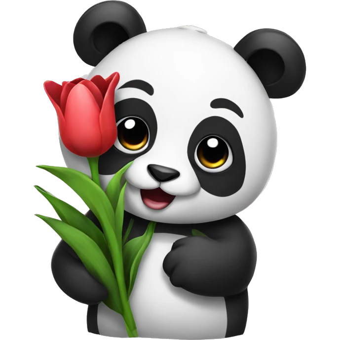 Panda holding a tulip emoji