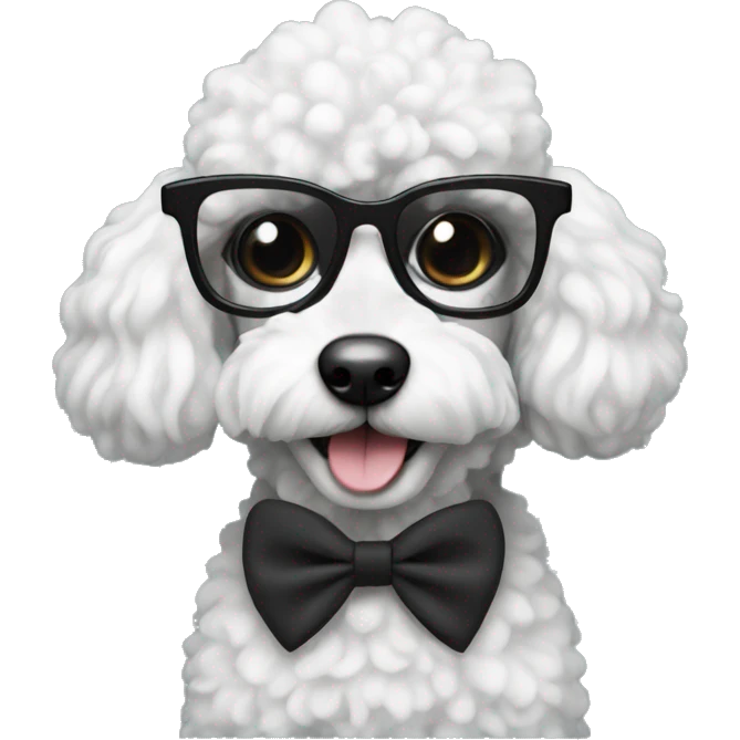 poodle with black glasses emoji