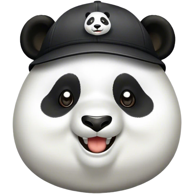 haz un panda sonriente, gordo con una gorra de corredor en la cabeza emoji