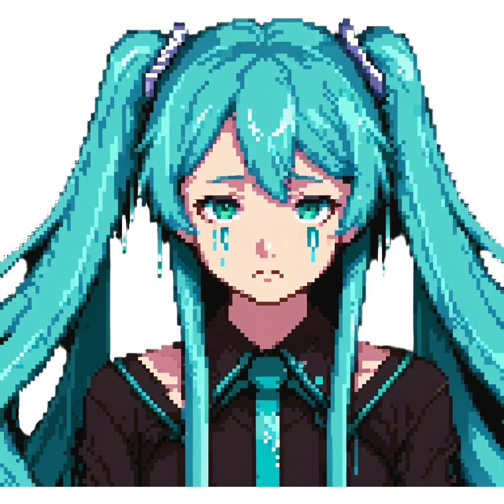 Hatsune Miku crying reaction with tears emoji