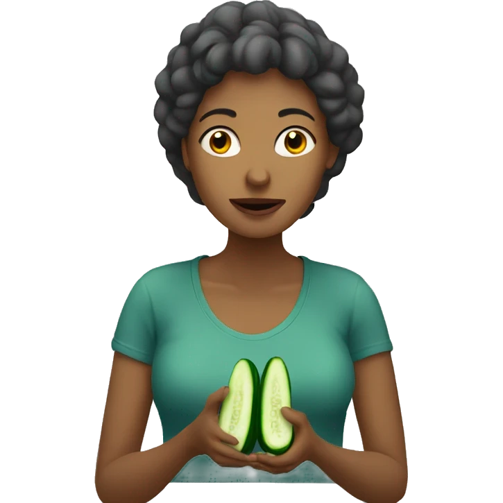 woman eating
 cucumber emoji