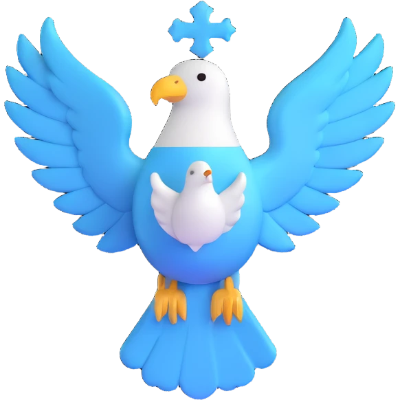 light blue saint emblem with holy dove symbol emoji