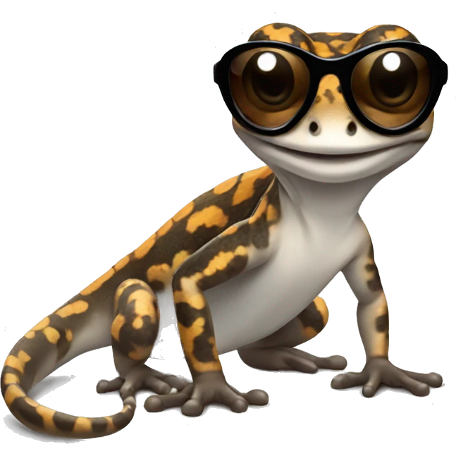  Black and brown and white Gecko with sunglasses emoji