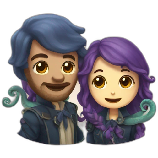 Cute kraken couple emoji