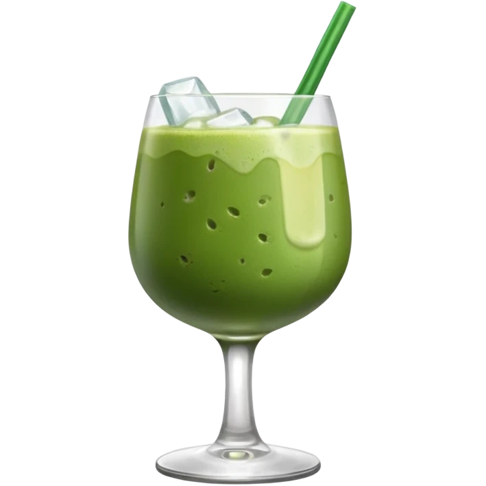 Iced Matcha latte in a wine glass emoji
