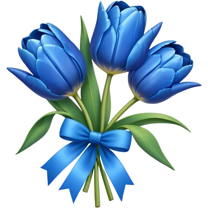 blue tulips with a bow emoji
