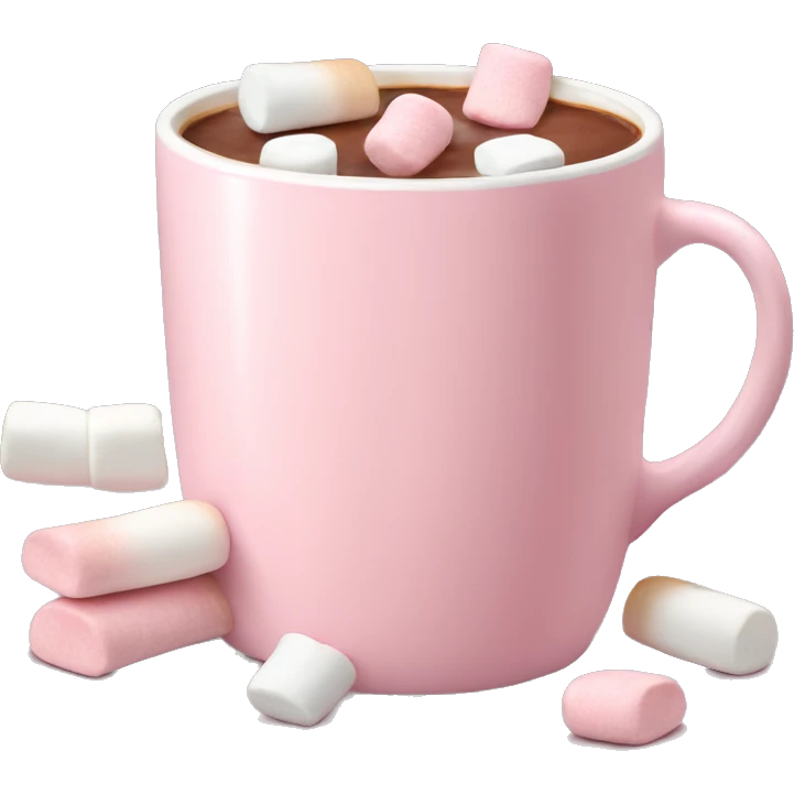 Light Pink mug of hot chocolate with marshmallows  emoji