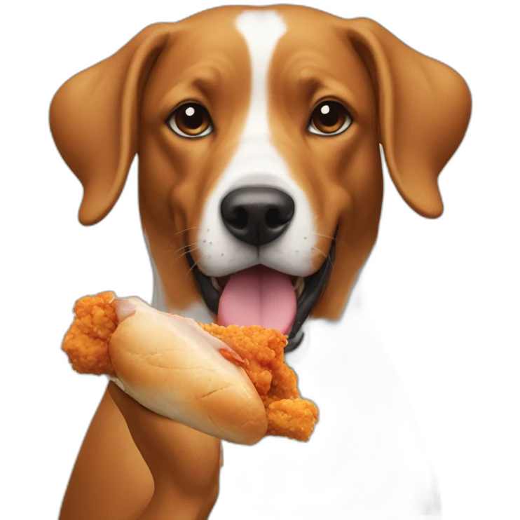 Dog eating chicken emoji