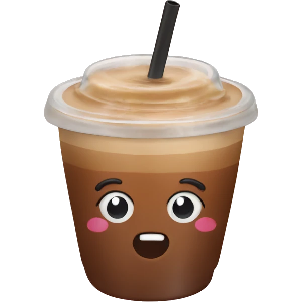 An iced coffee in a cute cup emoji