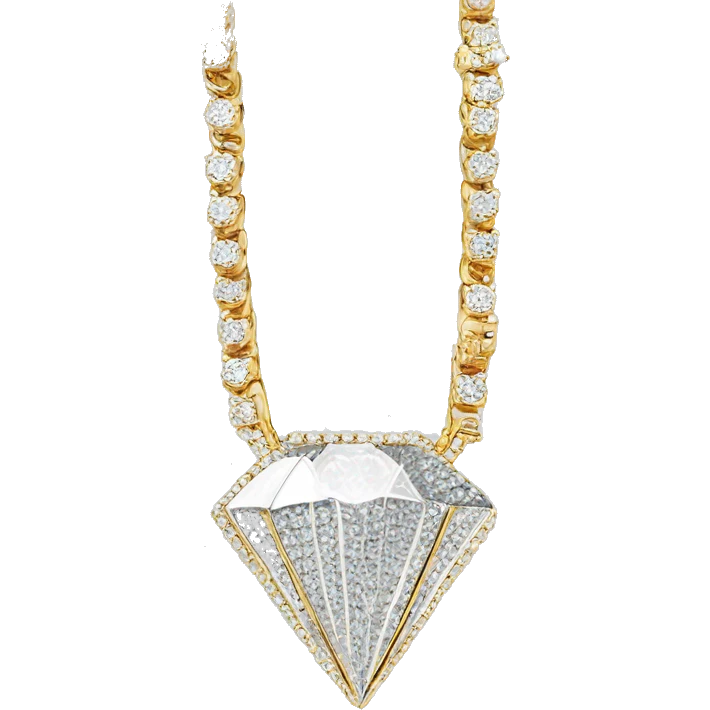 diamond tennis chain with diamond pendant emoji