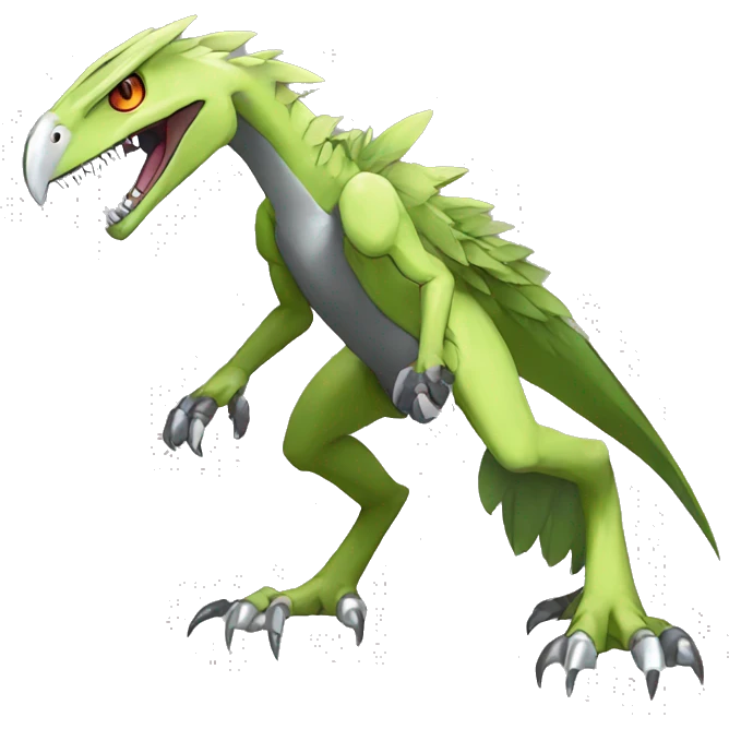  Cool Edgy Shiny Digimon-Fakemon-Raptor-Reptile full body emoji