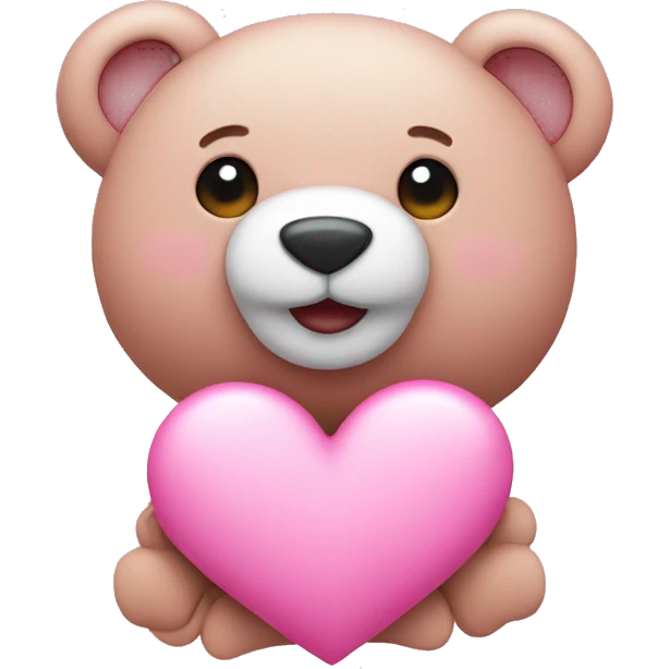 Pink heart with teddy at the front  emoji