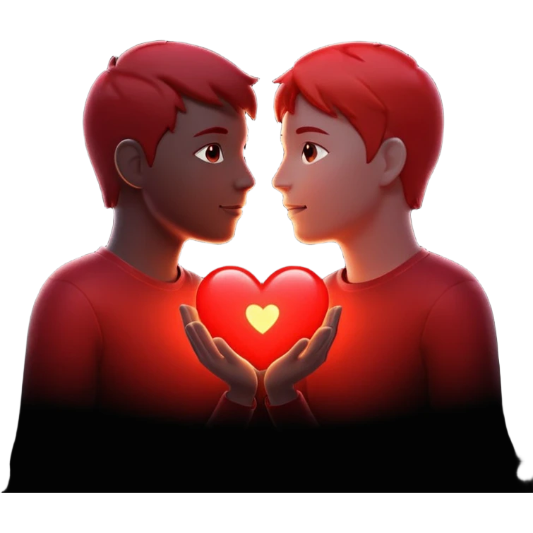 silhouette speaking to another with a heart between them emoji