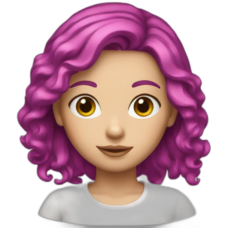 White girl with a magenta hair emoji