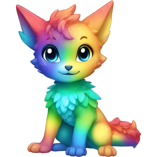 a anthro chibi-style colorful rainbow-gradient-shiny gem-sparkle-Fakémon-hybrid full body emoji