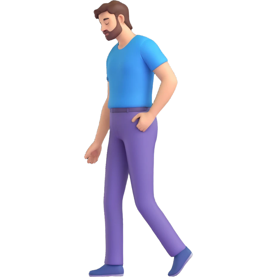 a tired man standing, dozing off, swaying slightly, peaceful expression emoji