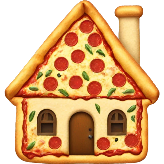 Pizza in the shape of a house emoji