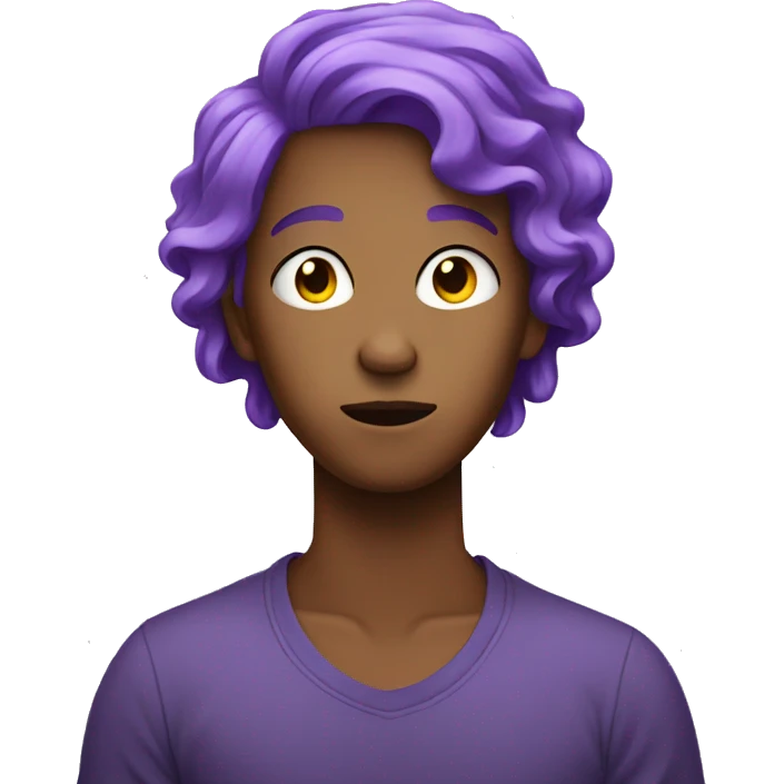 teen with purple hair shrugging emoji
