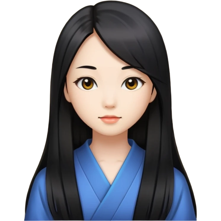 a girl, long black straight hair, Japanese emoji